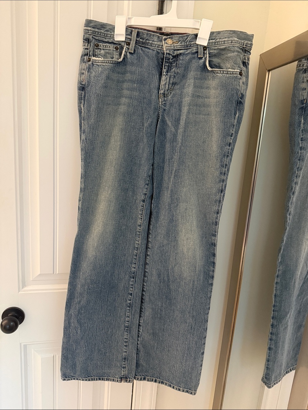 J. Crew Medium Blue Denim Jeans with Red Topstitch